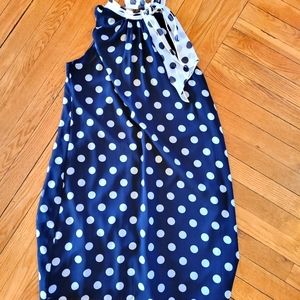 London Times Navy halter polka dot dress